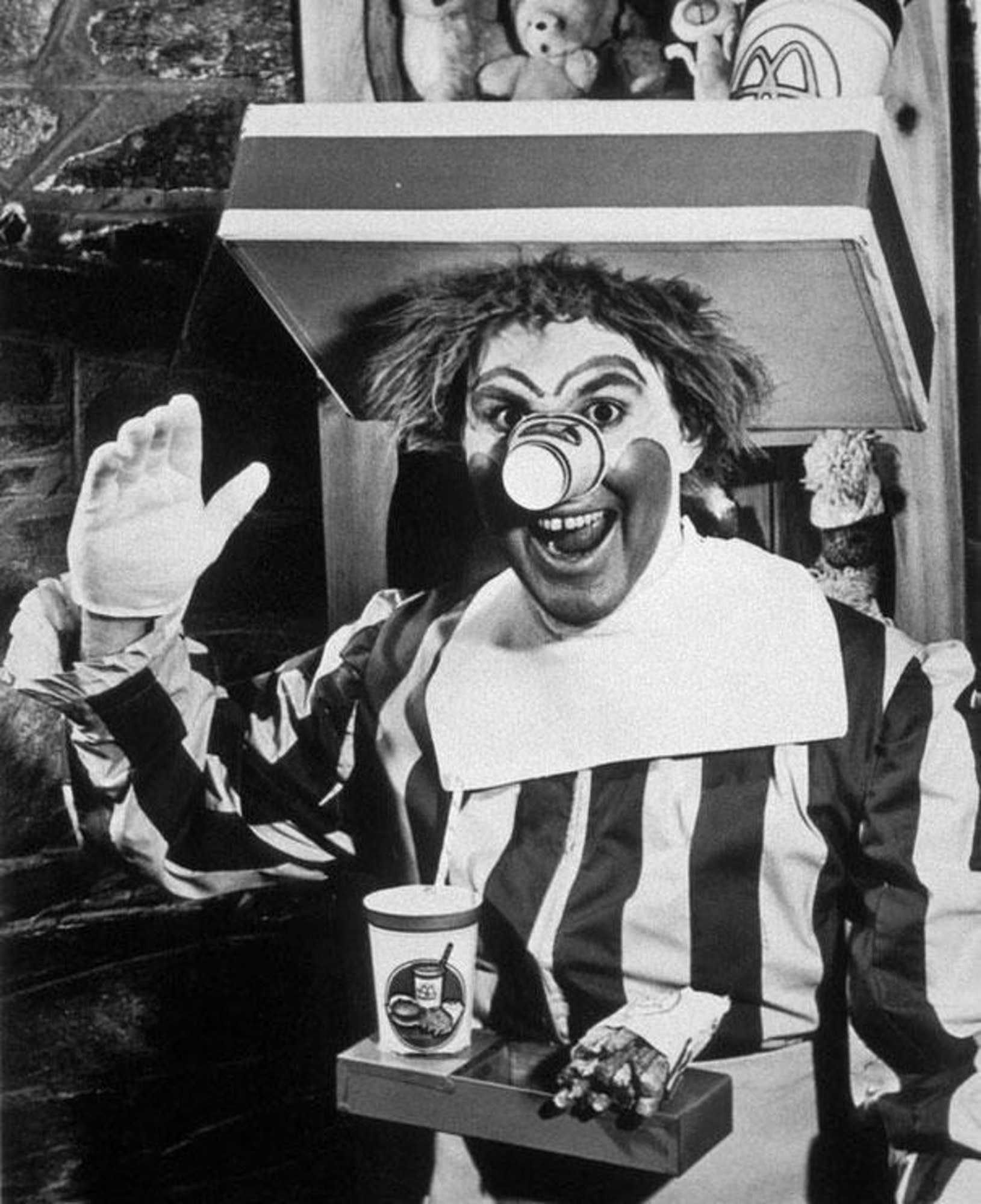 retro photo of original McDonalds clown