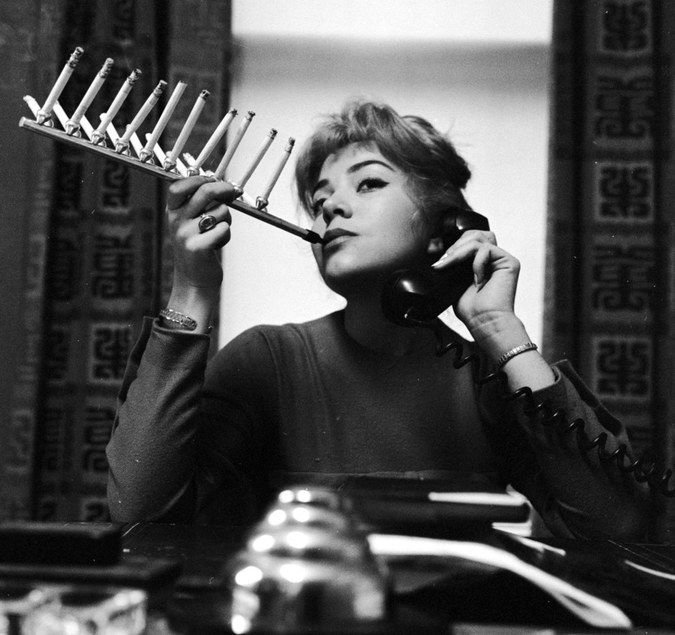 retro photo of a smoking woman