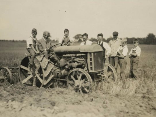 Henry Ford on his Fordson tractor, Ohio, 1918