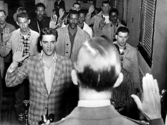 Elvis Presley being sworn into his compulsory army service. Arkansas, 1958