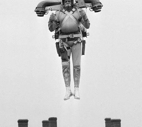 Flying jetpack test, Virginia, 1969