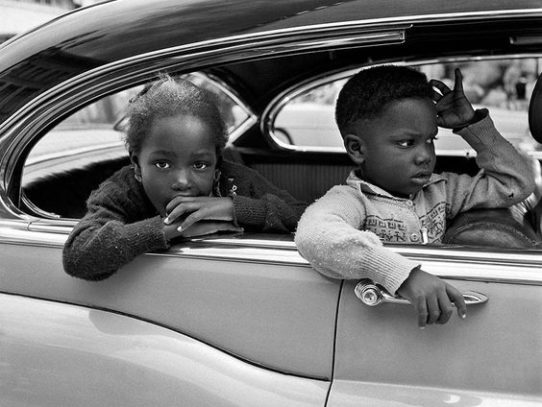 Kids in a car, New York, 1950s