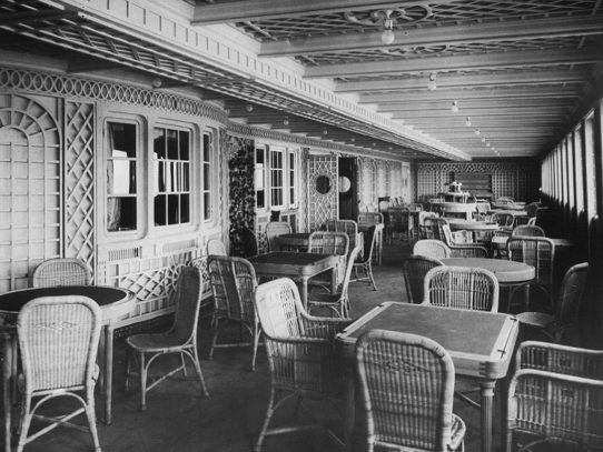 A first class cafe on the Titanic, 1912