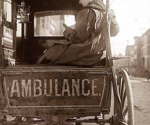 Dr. Bryun in a Horse Drawn Ambulance, New York, 1910