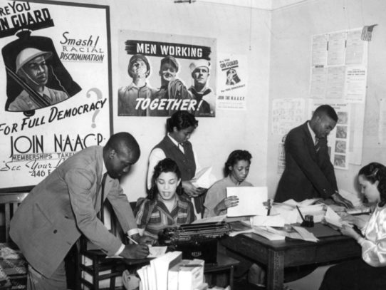 Working in NAACP office, Detroit, Michigan, 1940s