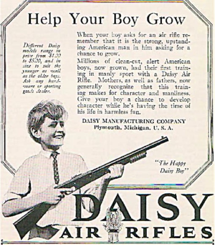 kid advertising a gun