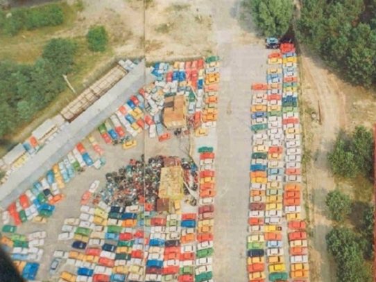 Abandoned cars in Chernobyl, 1986