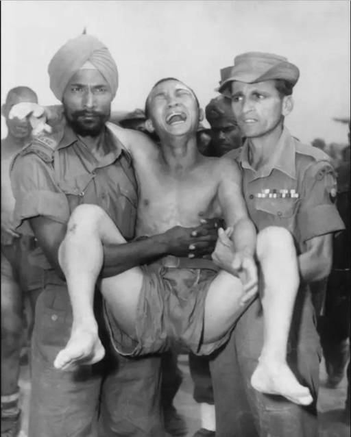 Chineese soldier carried by Indians