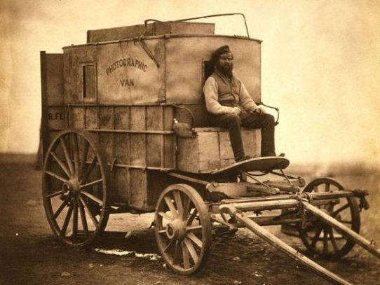 A British war photographer during the Crimean War, 1855