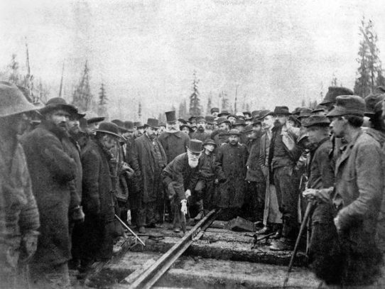The last spike photo of the Canadian Pacific Railway, November 7, 1885