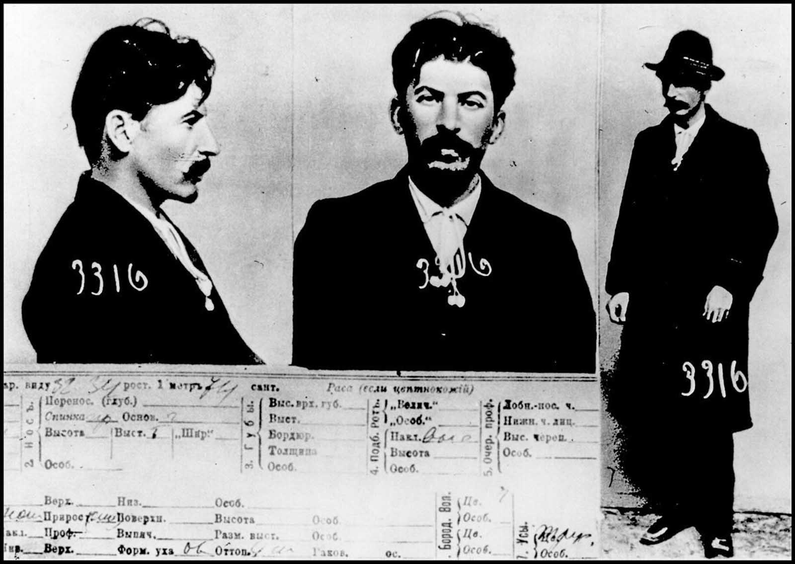 The information card on “I. V. Stalin”, from the files of the Imperial police in Saint Petersburg, 1911