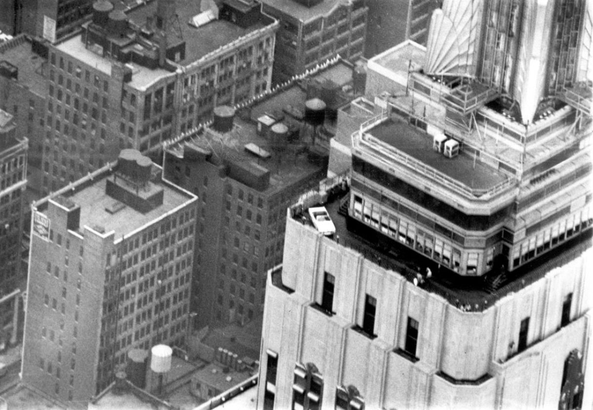 Ford Mustang on the roof of the Empire State Building