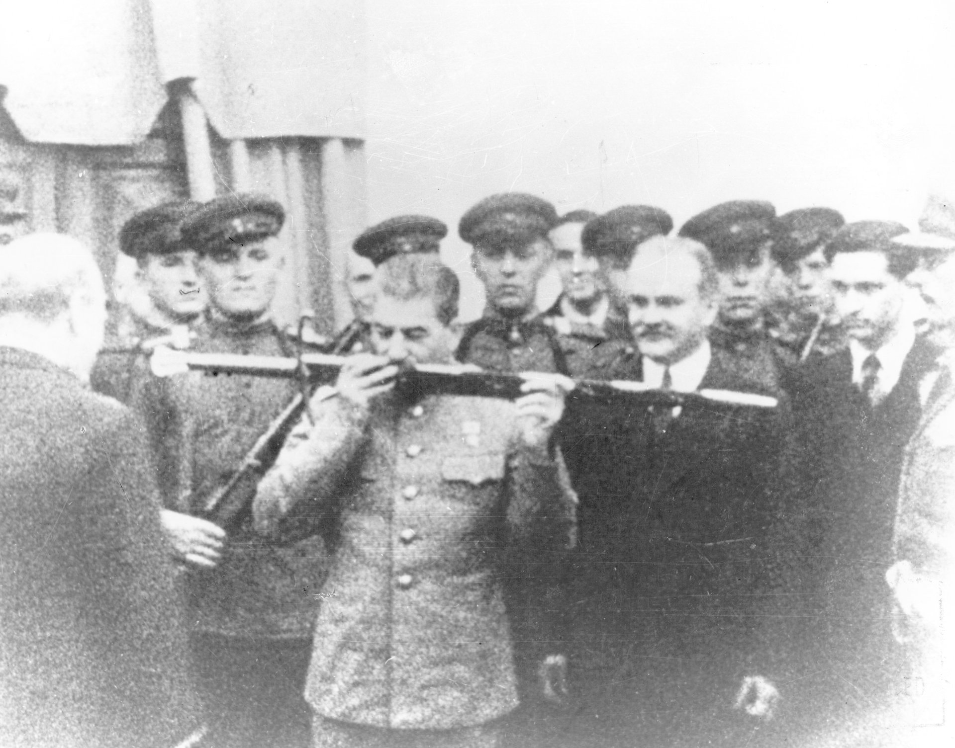 Joseph Stalin kisses the sword of Stalingrad, 1943.