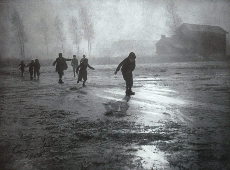 Kids playing in winter time