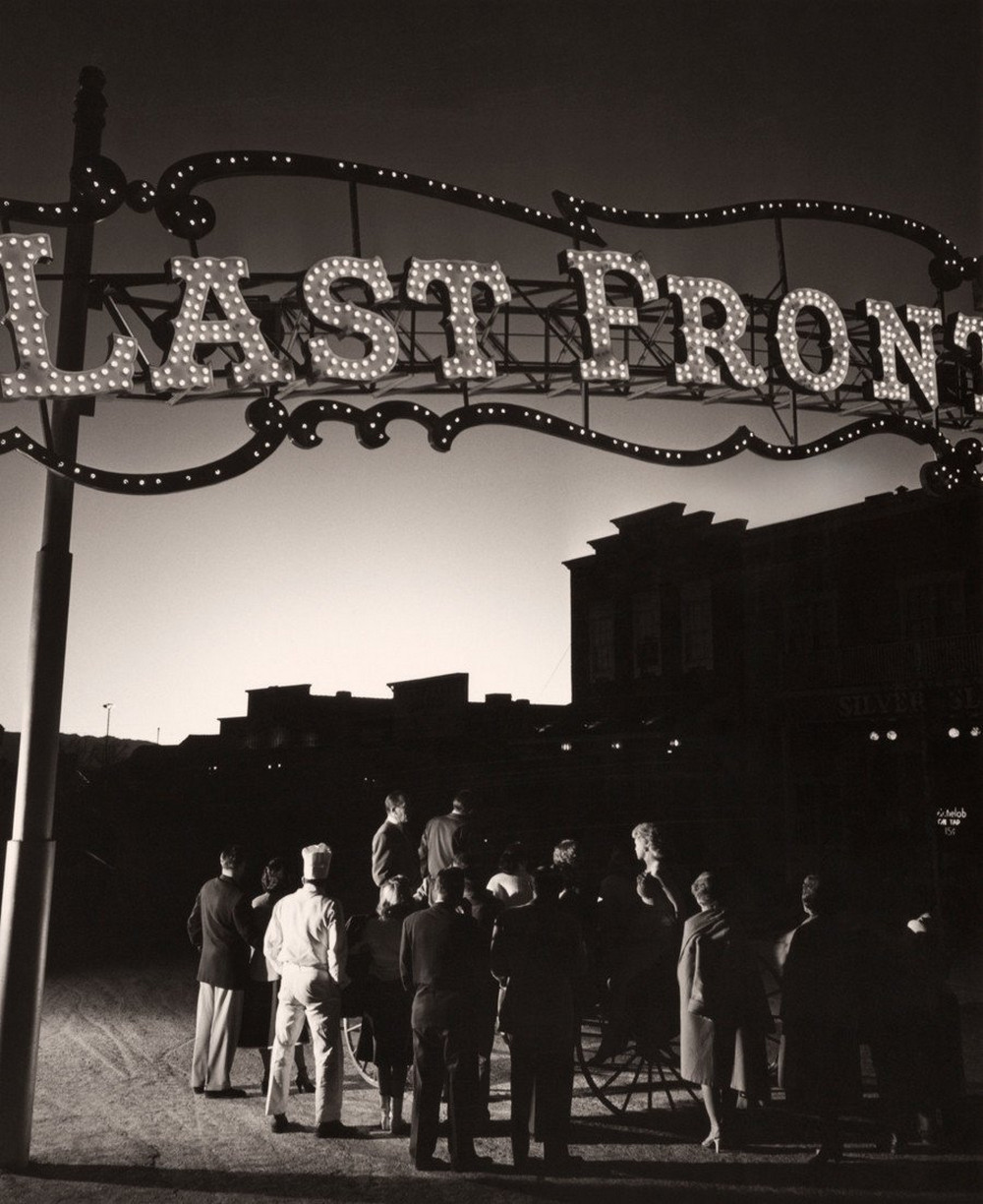 Vintage Las Vegas photo The glow from a nuclear explosion at a proving ground caught the attention of Las Vegas casino workers, March 1953